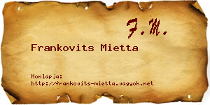 Frankovits Mietta névjegykártya